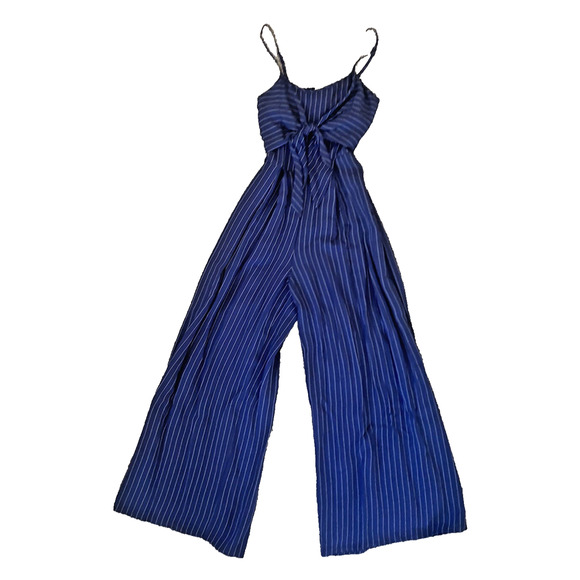 Flying Tomato Jumpsuit Womens Small Blue Nautical Lightweight Wide Leg Anthro - Picture 1 of 12